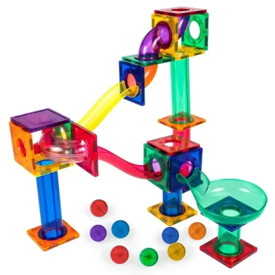 PICASSO-TILES Marbles for Marble Run Magnetic Tiles for Kids, Educational Magnet Tile Race Track Building Blocks STEM Toy, 8PCS image {5}