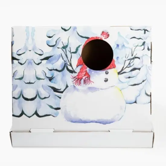 Christmas Snowman Cardboard Cat Scratcher House image {2}