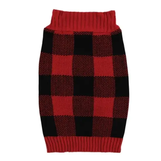 Luvable Friends Dogs and Cats Knit Pet Sweater, Buffalo Plaid image {2}