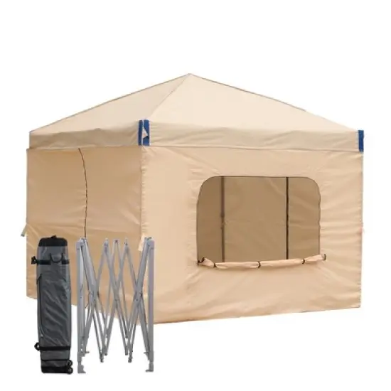 Aoodor 10' x 10' Pop Up Canopy Tent with Removable Mesh Window Sidewalls, Portable Instant Shade Canopy with Roller Bag image {9}