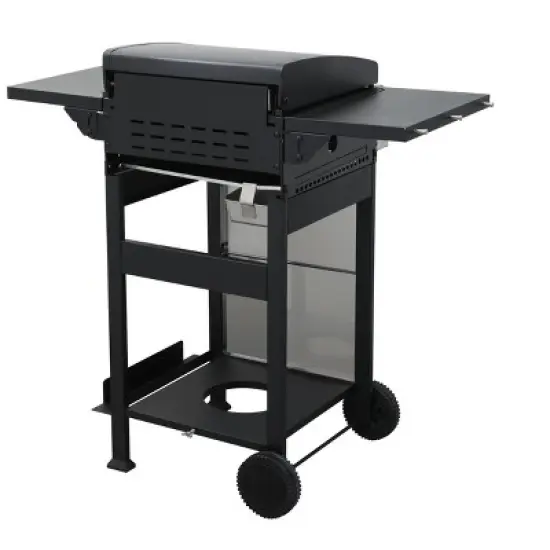 2-Burner Propane Gas Grill with Stainless Steel Plancha, Wire Enamel Grids, Foldable Side Table, Hanging Basket, Pull-Out Oil Pan, 24,600 BTU BBQ image {8}