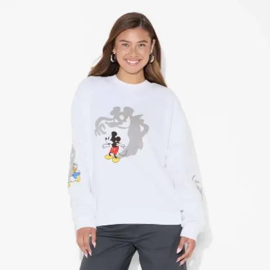 Women's Mickey & Friends Shadows Graphic Sweatshirt - White image {1}