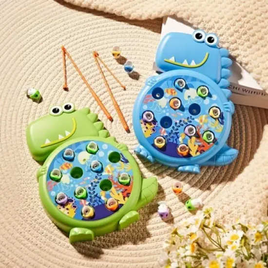 Dinosaur Fishing Game Toy Interactive Indoor/Outdoor Activity for Kids  Educational STEM Learning Toy with Dinosaur Theme Gift for Girls Boys 3-6 Blue image {4}