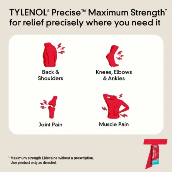 Tylenol Precise Cooling Pain Relieving Cream, Maximum Strength 4% Lidocaine and 1% Menthol - 4oz image {2}