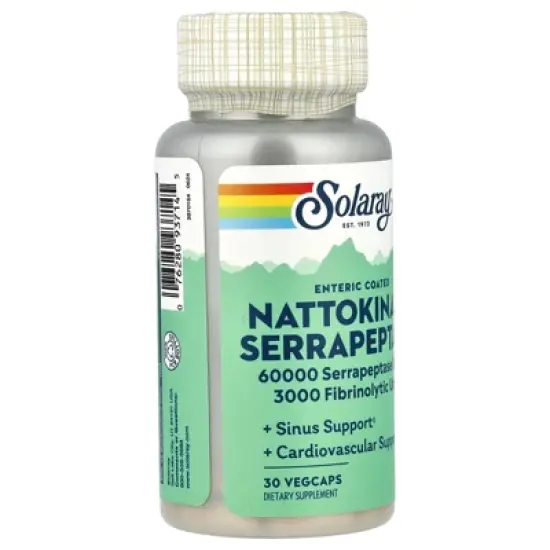 Solaray Nattokinase Serrapeptase, Enteric Coated, 30 VegCaps image {3}