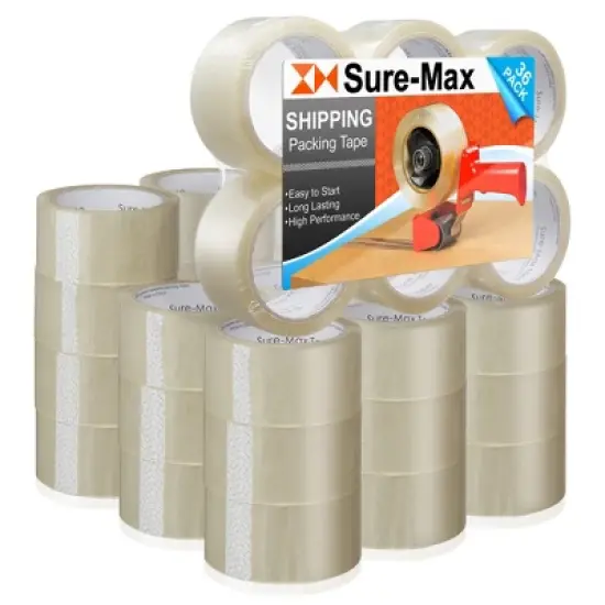 Sure-Max Premium Carton Packing Tape 2.0 mil 165 Feet (55 yards) - Clear image {8}