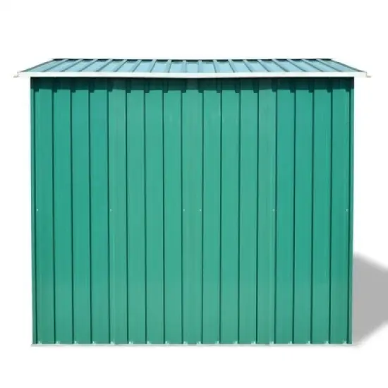 vidaXL Multi-Purpose Garden Storage Shed, Green Galvanized Steel, Spacious Outdoor Equipment Storage Unit with Excellent Ventilation, Easy Assembly image {2}