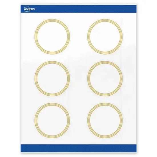 Avery 3" Diameter Labels, Gold Multi-Lined Border, 60 ct image {8}