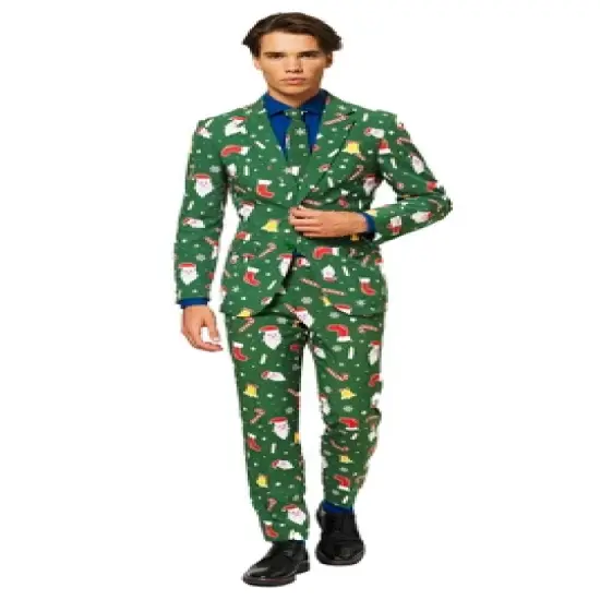OppoSuits Men's Christmas Suit - Santaboss - Green image {6}