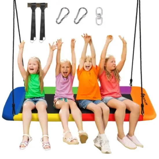 Infans 700lb Giant 60" Platform Tree Swing Outdoor w/ 2 Hanging Straps Colorful image {2}