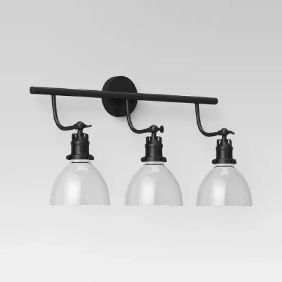 3-Light Industrial Glass Chandelier Matte Black - Threshold&trade; image {3}