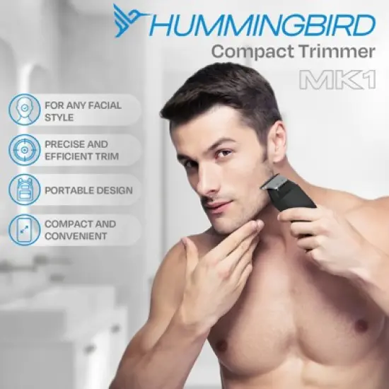 HUMMINGBIRD&trade; MK1 Compact Trimmer &ndash; Portable Electric Beard & Body Hair Trimmer for Men, USB-C Rechargeable, Face & Body Groomer, Travel Shaver image {6}
