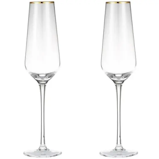 Berkware Tall Champagne Flutes with Gold Tone Rim - 8.1oz image {12}