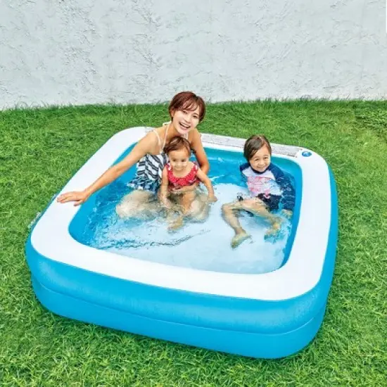 Pool Central 4.75ft. Inflatable Blue and White 2-Ring Swimming Pool image {1}