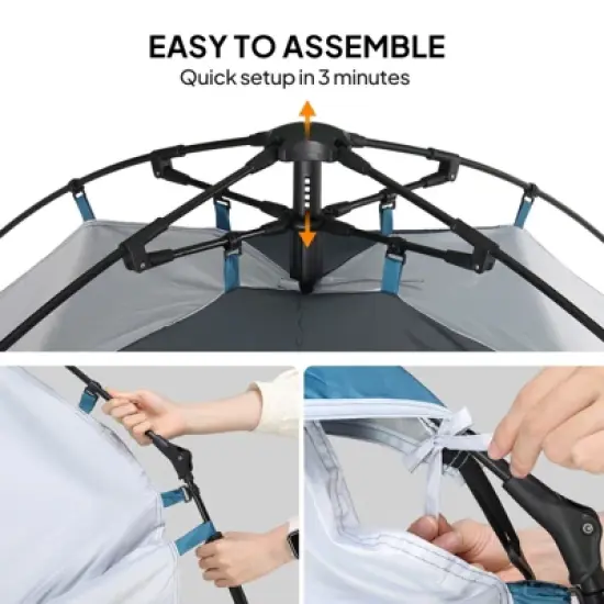 VINGLI 6.8FT Shower Tent, Large Instant Pop Up Shelter with Mesh Floor & Carrying Bag, Privacy Changing Room Tent for Camping image {3}