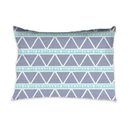 Bacati - Liam Large Triangles Aqua Navy Muslin 3 pc Toddler Bed Sheet Set image {4}