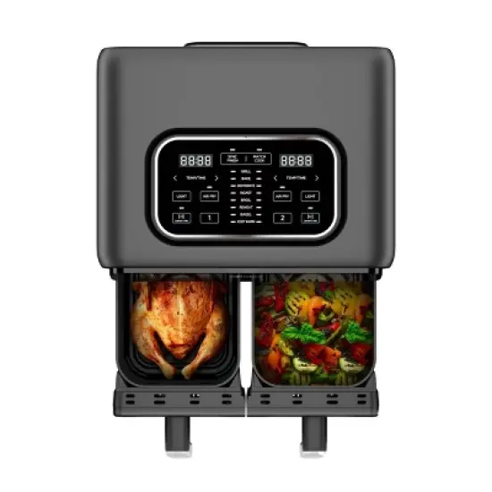 Midea 8.4qt Two-Zone Air Fryer: Dual Baskets, Digital Control, Nonstick, Cool Touch, 1650W, Black image {3}