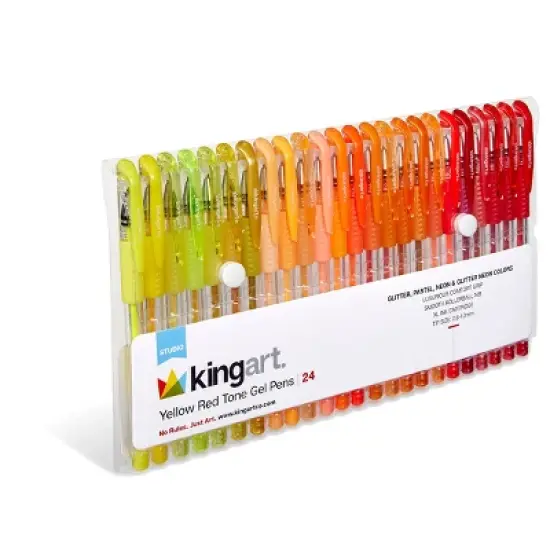 KINGART Gel Pens, Soft Grip, 24 Yellow & Red Tone Colors image {6}