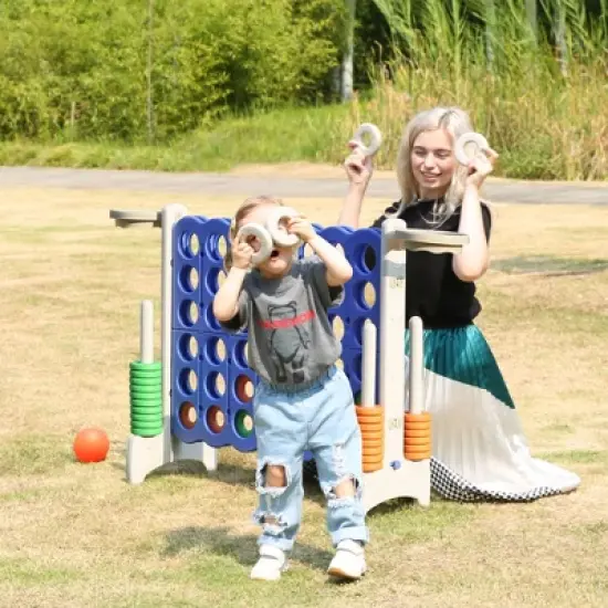 SDADI Giant 4-In-A-Row Hoop Connect Strategy Game and Basketball Indoor/Outdoor Activity Floor Game Family Fun Board for Toddlers, Kids, Adults image {4}