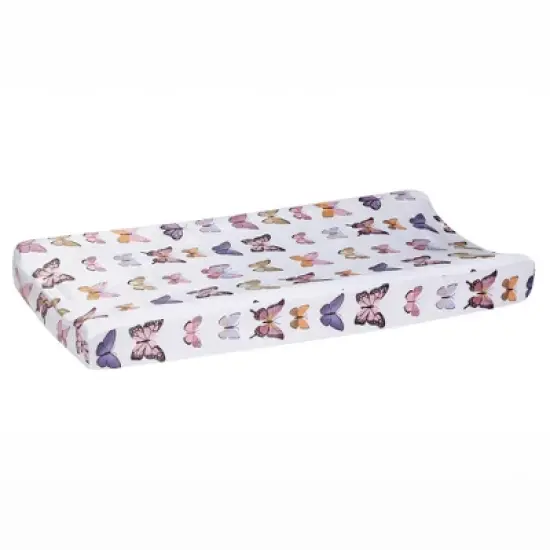 Lambs & Ivy Butterfly Dreams Soft/Cozy Fleece Changing Pad Cover - White image {1}