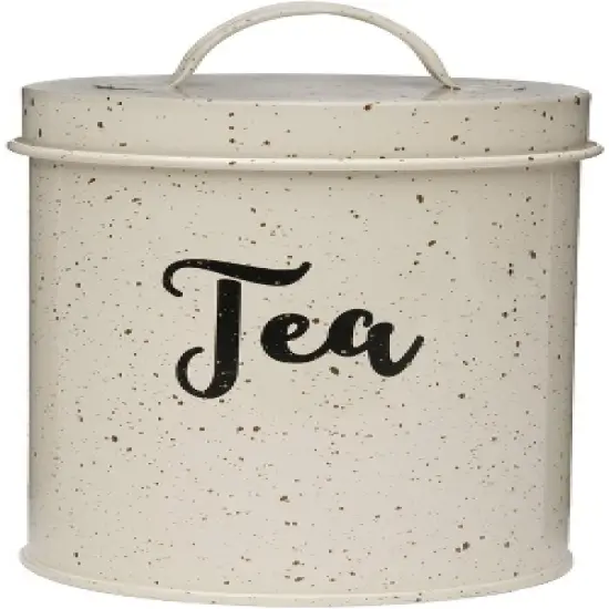 Amici Home Maddox Collection Cream & Gold Speckled Metal Canister Push Top Lid, Painted Script Decal, 44 Ounce Capacity image {6}