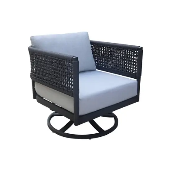 International Concepts 3pc Woven Abaca Rope Outdoor Patio Conversation Furniture Sets with Sofa Coffee Table & Swivel Chair image {4}