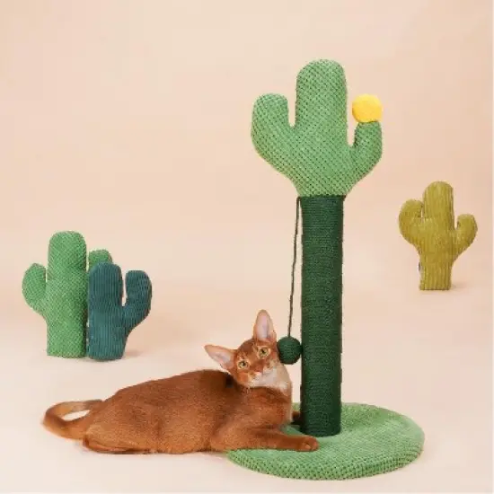 ZEZE Desert Cactus Woven Rope Cat Scratcher-Green image {8}