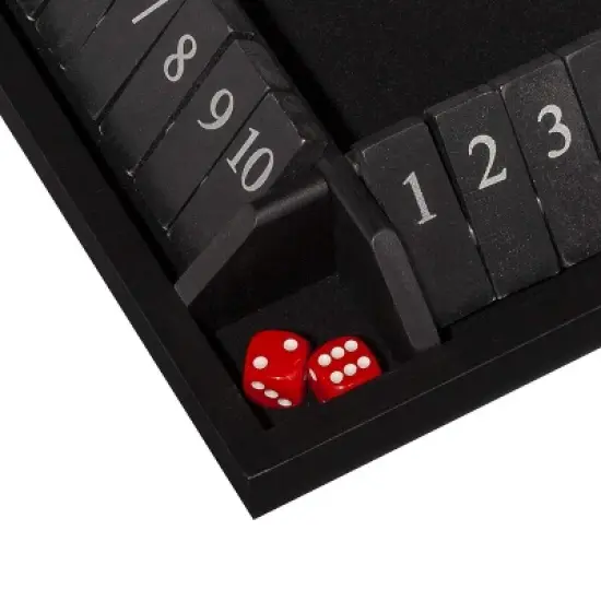 WE Games 4 Player Shut The Box Dice Board Game with Lid - Black Stained Wood - Large Coffee Table Size - 14 Inches, for Family and Adult Game Night image {2}