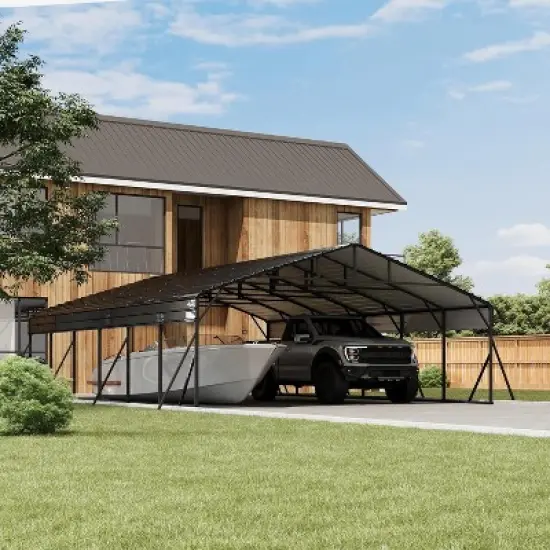 20' x 30' x 8.5' Heavy Duty Metal Carport with Galvanized Steel Roof, Steel Carport Kits Outdoor with Metal Roof, Galvanized Car Shelter image {7}