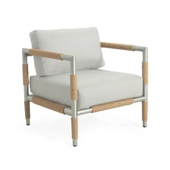 Christopher Knight Home Wevin Aluminum Chair with Cushions, Light Grey image {7}