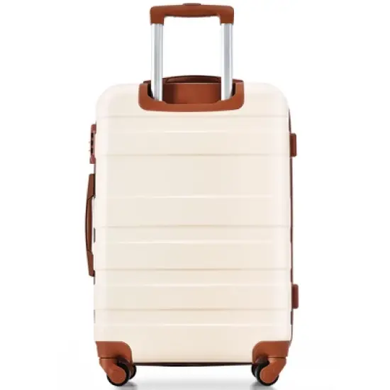 3-Piece Luggage Set - ABS Hardside Suitcase with Spinner Wheels and TSA Lock (20", 24", 28")-Ivory image {1}