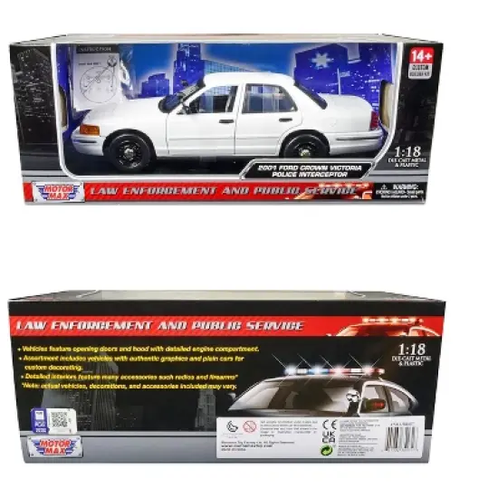 2001 Ford Crown Victoria Police Car Unmarked White "Custom Builder's Kit" Series 1/18 Diecast Model Car by Motormax image {2}