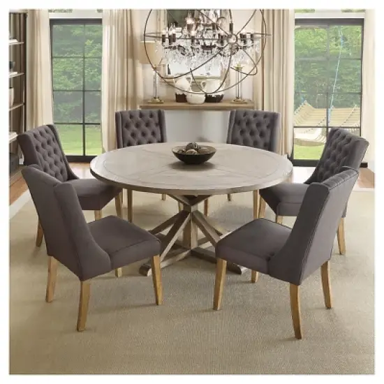 Sierra Round Dining Table Wood Brown - Inspire Q image {6}