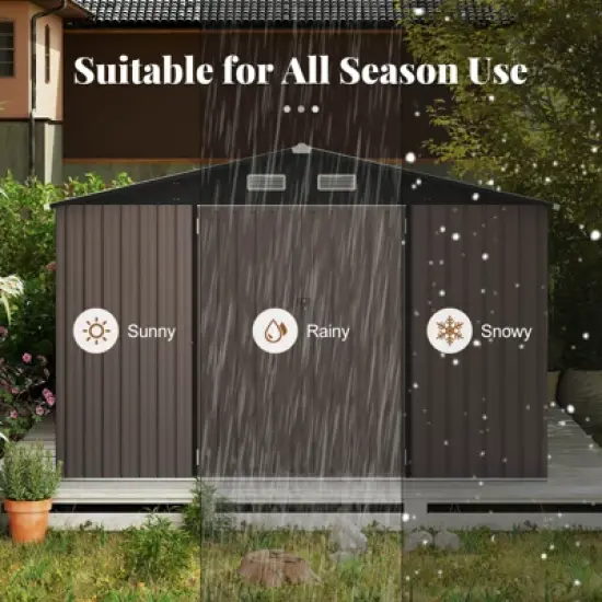 Costway 10 x 14 FT Outdoor Storage Shed with Improved Windproof Metal Structure 4 Vents image {4}