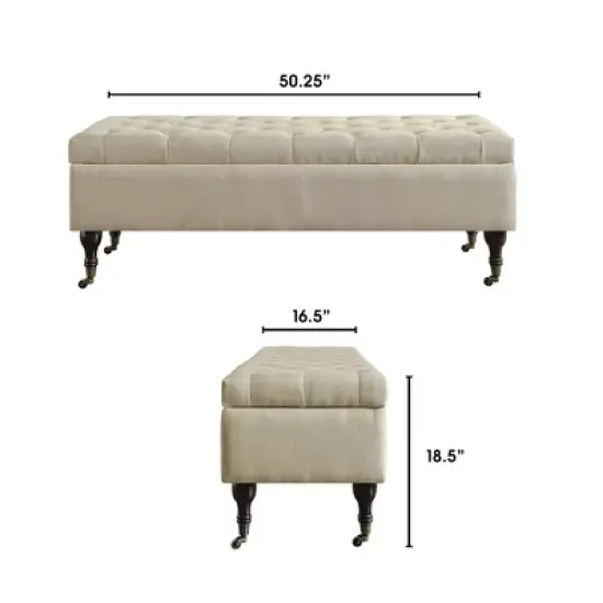 Collette Tufted Bench with Storage Butter Cream - Adore Decor image {9}