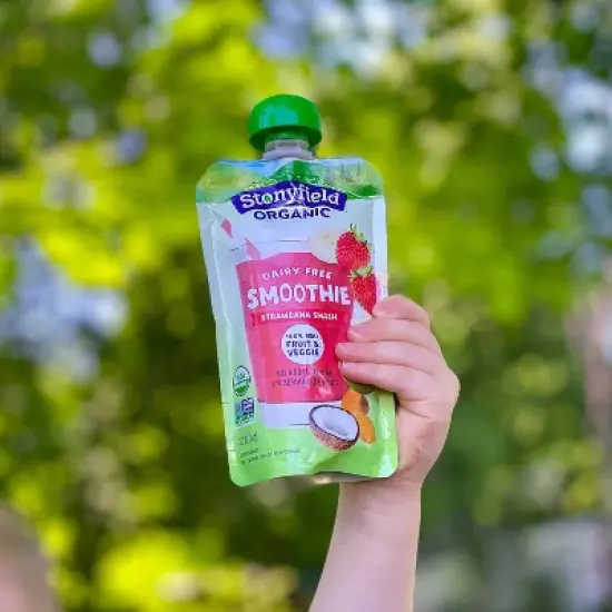 Stonyfield Organic Strawbana Smash Kids' Dairy Free Smoothie - 4ct/3.2oz Pouches image {1}