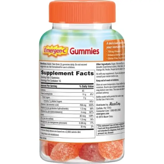 Emergen-C Vitamin C Immune Support Gummies - Orange, Tangerine & Raspberry - 45ct image {7}
