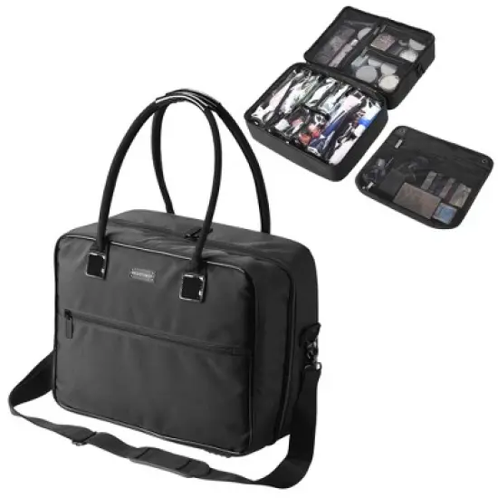 Byootique Makeup Bag Soft Sided Cosmetic Train Case 2 Layer Hangbag 4 Pouches image {6}