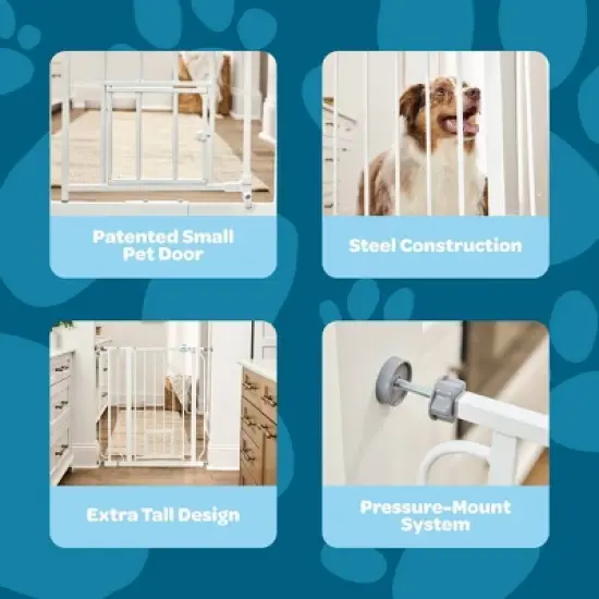 Carlson Tall Gate with Door for Dog Crate - White image {4}