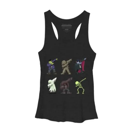 Women's Design By Humans Dabbing Halloween Creatures Skeleton Zombie Dab By vomaria Racerback Tank Top image {3}