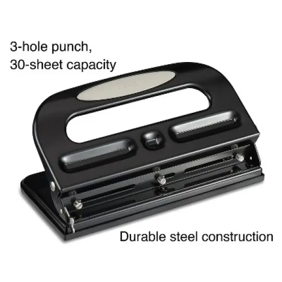 MyOfficeInnovations Circle 3-Hole Punch 30 Sheet Capacity Black (24549/33989) 572645 image {1}