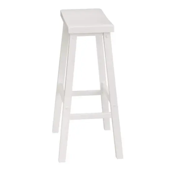 PJ Wood Classic Saddle Seat 29'' Kitchen Bar Counter Stool with Backless Seat & 4 Square Legs, for Homes, Dining Spaces, and Bars, White (4 Pack) image {3}