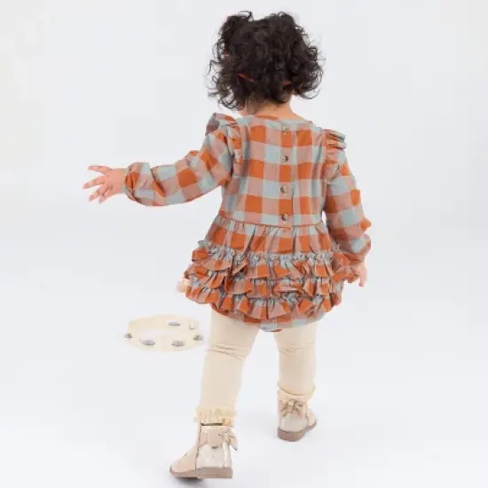 RuffleButts Infant Girls Long Sleeve Ruffle Trim Bubble Romper image {3}