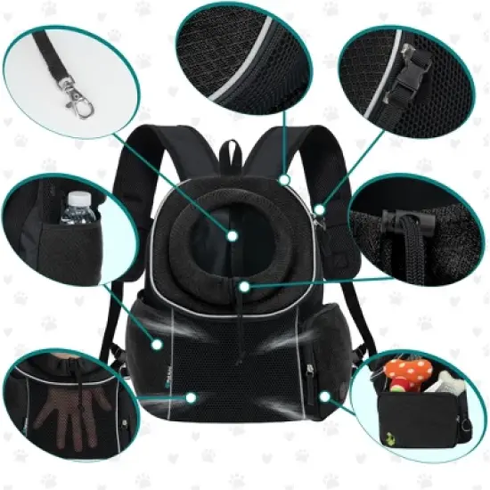PetAmi Dog Front Carrier Backpack, Ventilated Adjustable Pet Cat Puppy, Hiking Camping Chest Travel Carrying Bag image {3}