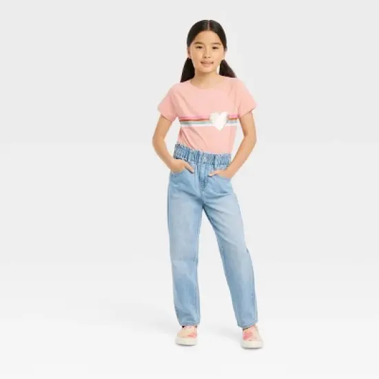 Girls' Relaxed Paperbag High-Rise Waist Jeans - Cat & Jack&trade; image {2}