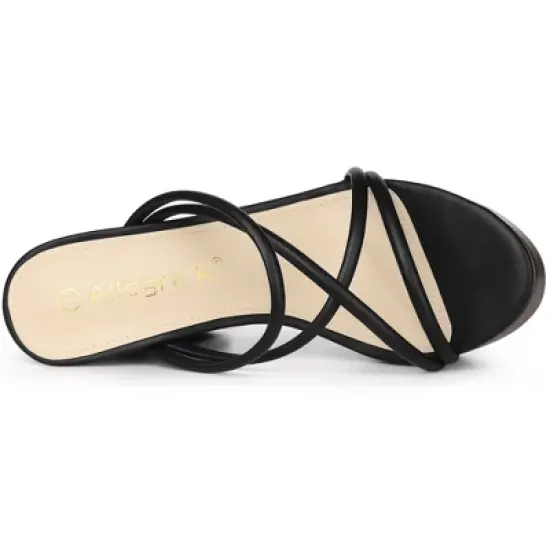 Allegra K Women's Platform Crisscross Strap Chunky Heel Slide Sandals image {3}