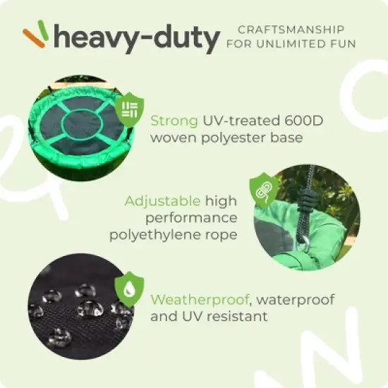 gobaplay Round Platform Tree Swing with Adjustable Polyethylene Rope image {3}