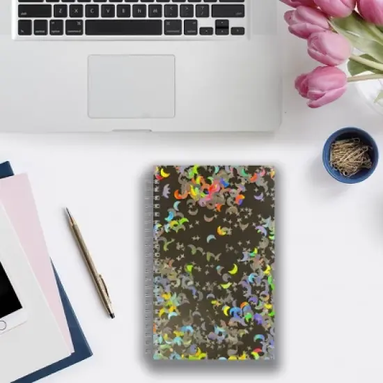 Blue Sky 5"x8" 2025-2026 Weekly/Monthly Wirebound Planner Celestial Confetti Black image {1}