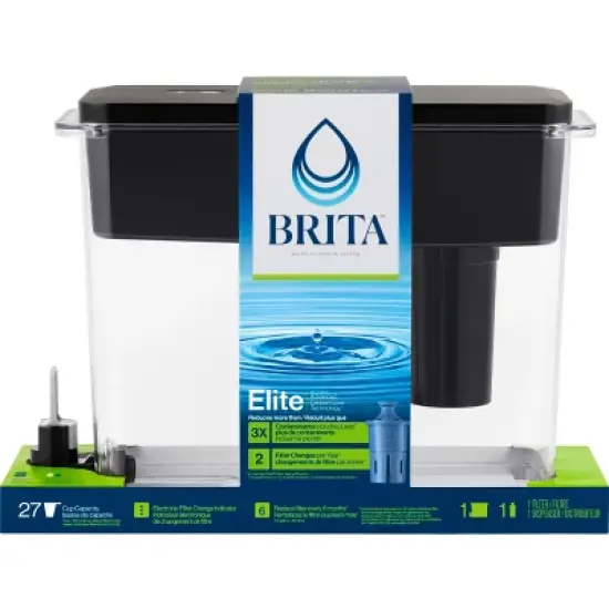 Brita Extra Large 27-Cup UltraMax Filtered Water Dispenser with Filter - Jet Black image {6}
