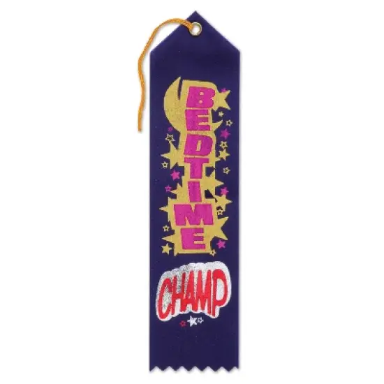 Beistle Bedtime Champ Award Ribbon, 2" x 8", (6/Pkg) Multicolored image {1}